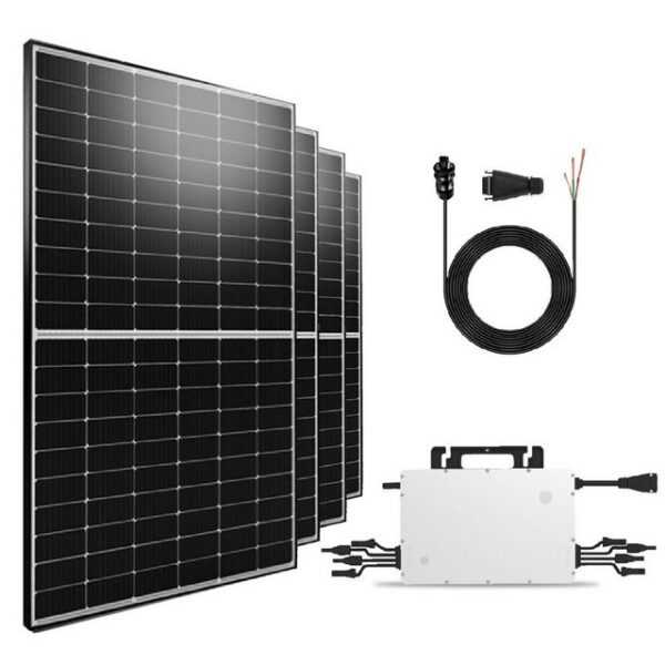 SOLAR-HOOK etm Solaranlage 2000W-Balkonkraftwerk mit Photovoltaik Hoymiles HMS-1600-4T, Hoymiles HMS-1600-4T Wechselrichter, (robuste Haltbarkeit, Zuverlässigkeit und IP67-zertifizierten Schutz, Wasserdichtigkeitsklasse, Antireflexbeschichtung), Steckerfertig für Ihr Haus