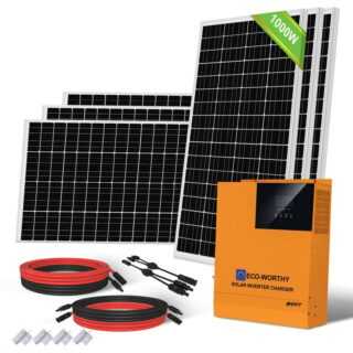 4kWh/Tag Balkonkraftwerk Solarpanel System Stromversorgung für netzunabhängige Haushalte 1000W 24V: 6 Stücke 170W monokristallines Solarmodul + 3000W