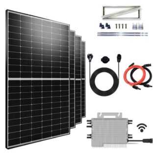 EPP.Solar Solaranlage 2000W/1600W Balkonkraftwerk Komplettset und 500W Solarmodul, Monokristalline und Aufständerung Ost West PV Montage Halterung mit DEYE (SUN-M160G4-EU-Q0) 1600W WIFI Wechselrichter drosselbar von 1600W auf 800W/600W inkl 10m Wielandstecker Plus Verlängerungskabel