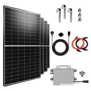 EPP.Solar Solaranlage 2000W/1600W Balkonkraftwerk Komplettset und 500W Solarmodul, Monokristalline und Balkongeländer Eckig PV Montage Halterung mit DEYE (SUN-M160G4-EU-Q0) 1600W WIFI Wechselrichter drosselbar von 1600W auf 800W/600W inkl 10m Wielandstecker Plus Verlängerungskabel