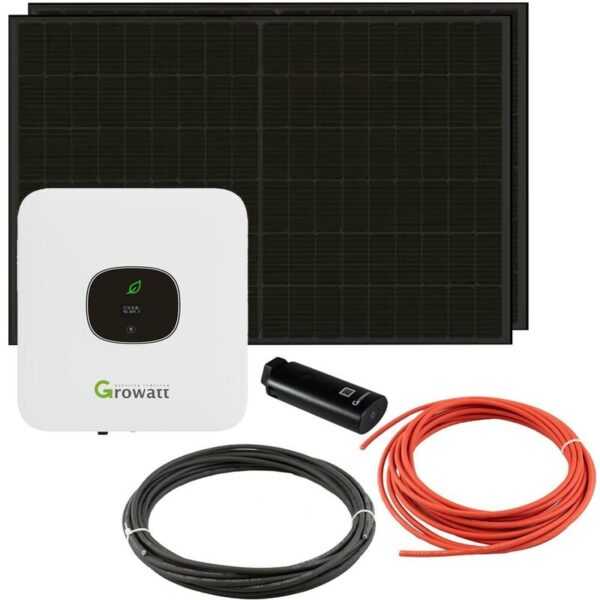 Growatt - Balkonkraftwerk 0% MwSt §12 iii UstG mic 600 0,6kW mit 800W Solarpanel, WiFi-Stick und Systemsteckdose