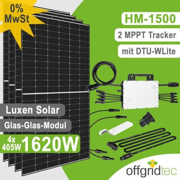 Offgridtec - Balkonkraftwerk 1620W HM-1500 DTU-WLite Luxen S5 Glas-Glas 405W Mini-PV Solaranlage