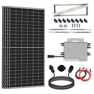 SOLAR-HOOK etm Solaranlage 2000W Balkonkraftwerk Komplett Set, (Aufständerung Ost West PV Montage), Deye Wechselrichter 1600W SUN-M160G4-EU-Q0