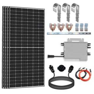 SOLAR-HOOK etm Solaranlage 2000W Balkonkraftwerk Komplett Set, (Balkongeländer Rund PV Montage), Deye Wechselrichter 1600W SUN-M160G4-EU-Q0