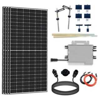 SOLAR-HOOK etm Solaranlage 2000W Balkonkraftwerk Komplett Set, (Stockschrauben PV Montage), Deye Wechselrichter 1600W SUN-M160G4-EU-Q0