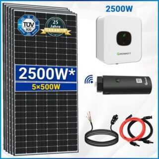 SOLAR-HOOK etm Solaranlage 2500W Balkonkraftwerk Set, (PV Solaranlage mit WIFI Stick), 2,5 kW Growatt Wechselrichter MIC 2500TL-X