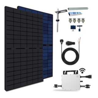 SOLAR-HOOK etm Solaranlage 860W Balkonkraftwerk Komplettset inkl. 430W Bifiziale Solarmodule, Hoymiles HMS-800-2T Upgradefähiger WIFI Wechselrichter 10M Schukostecker und Stockschrauben PV-Montage