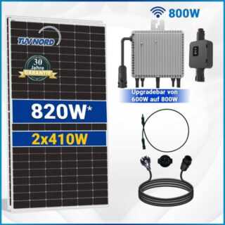 SOLAR-HOOK etm Solaranlage Balkonkraftwerk 820W Komplettset Deye Wechselrichter 800W, Photovoltaik Balkon - Solaranalage