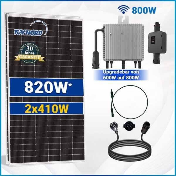 SOLAR-HOOK etm Solaranlage Balkonkraftwerk 820W Komplettset Deye Wechselrichter 800W, Photovoltaik Balkon - Solaranalage