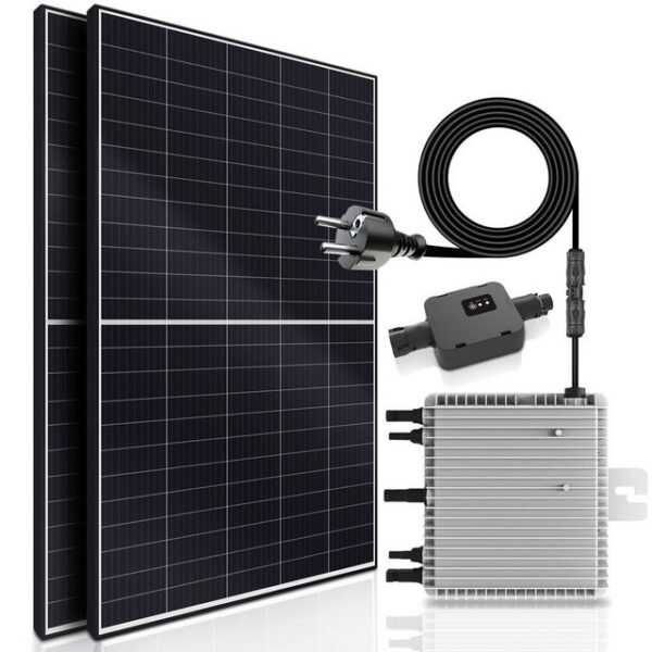 SUNNIVA Solaranlage 1100/800W Balkonkraftwerk, 800,00 W, Monokristallin, (DEYE 800W Micro-Wechselrichter Wifi Upgradebar Drosselbar, 2x 550W Solarmodule, Solaranlage mit 5m Anschlusskabel, Solarkabel, Photovoltaikanlage), Balkon Mini-PV Anlage genehmigungsfrei Inverter, Solarpanel Solarmodul