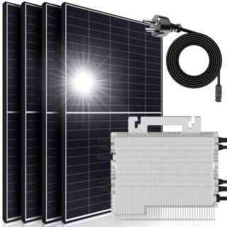 SUNNIVA Solaranlage 1660/1600W Balkonkraftwerk, 1600 W, Monokristallin, (DEYE 1600W Micro-Wechselrichter Wifi Upgradebar Drosselbar, 4x 415W Solarmodule, Solaranlage mit 5m Anschlusskabel, Solarkabel, Photovoltaikanlage), Balkon Mini-PV Anlage genehmigungsfrei Inverter, Solarpanel Solarmodul