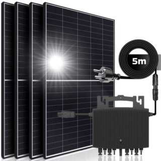 SUNNIVA Solaranlage 1720/1800W BIFACIAL Balkonkraftwerk, 1800,00 W, Monokristallin, (E-Star 1800W Micro-Wechselrichter HERF Wifi Upgradebar Drosselbar, 4x 430W Solarmodule, Solaranlage mit 5m Anschlusskabel, Solarkabel, Photovoltaikanlage), Balkon Mini-PV Anlage genehmigungsfrei Inverter, Solarpanel Solarmodul