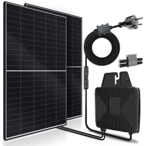 SUNNIVA Solaranlage 830/600W Balkonkraftwerk mit Shelly Wlan, 600,00 W, Monokristallin, (BENY 600W Micro-Wechselrichter, 2x 415W Solarmodule Wifi, Solaranlage mit 5m Anschlusskabel, Solarkabel, Photovoltaikanlage), Balkon Mini-PV Anlage genehmigungsfrei Inverter Solarpanel, Solarmodul