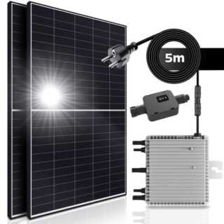 SUNNIVA Solaranlage 860/800W BIFACIAL Balkonkraftwerk, 800,00 W, Monokristallin, (DEYE 800W Micro-Wechselrichter Wifi Upgradebar Drosselbar, 2x 430W Solarmodule, Solaranlage mit 5m Anschlusskabel, Solarkabel, Photovoltaikanlage), Balkon Mini-PV Anlage genehmigungsfrei Inverter, Solarpanel Solarmodul