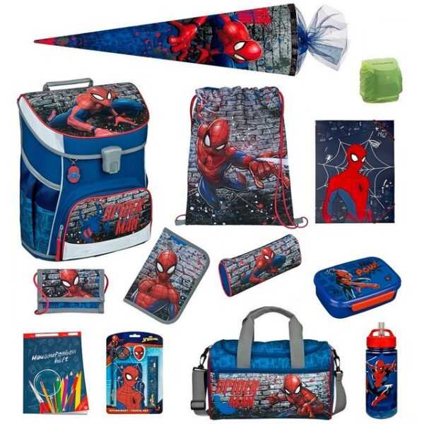 Scooli Schulranzen Scooli CampusFit (Set, 17-tlg., inkl. Sporttasche, Schultüte und Zubehör), SPIDERMAN