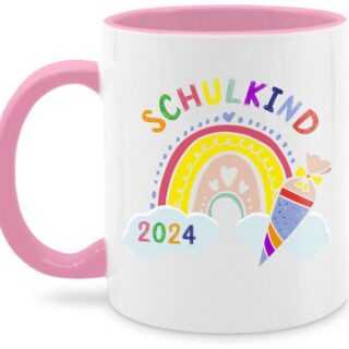 Shirtracer Tasse Regenbogen Schulkind 2024, Keramik, Einschulung Geschenk Tasse