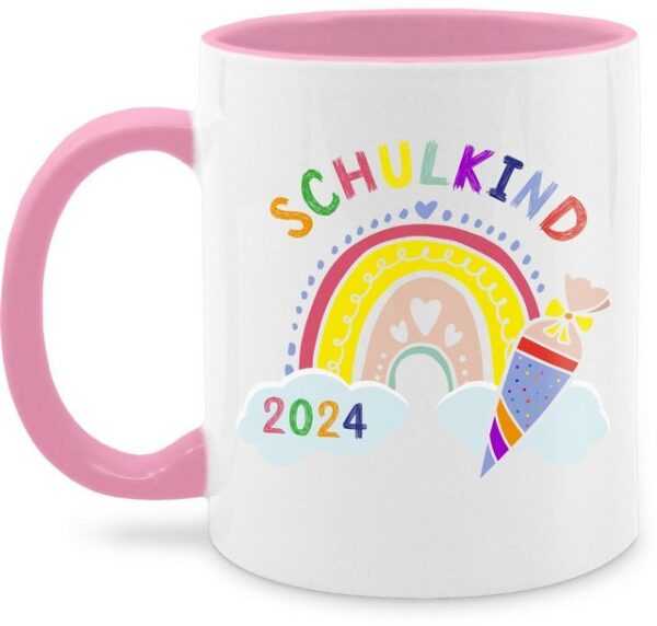 Shirtracer Tasse Regenbogen Schulkind 2024, Keramik, Einschulung Geschenk Tasse