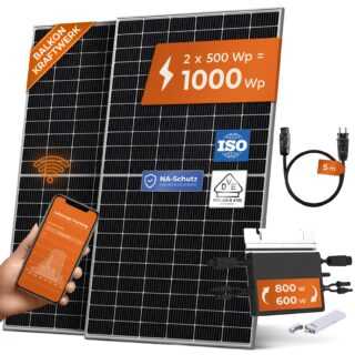 Solarway Balkonkraftwerk 1000W Komplett Set, 600/800W Ausgang einstellbar, 2x500W JaSolar-Module, Hoymiles