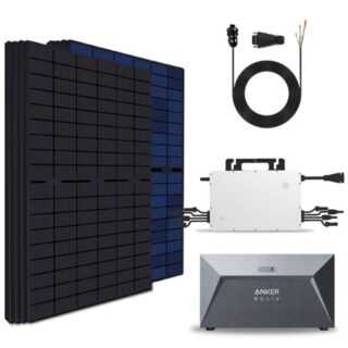 Stegpearl Solaranlage 1720W Balkonkraftwerk mit Speicher inkl Bifaziale Glas Solarmodule, 1720,00 W, Monokristallines und Hoymiles HMS-1600-4T Wechselrichter mit Anker 1,6kWh Batteriespeicher, (Komplettset), Balkon-Solaranlage steckerfertig für Ihr Haus Mini-PV Anlage