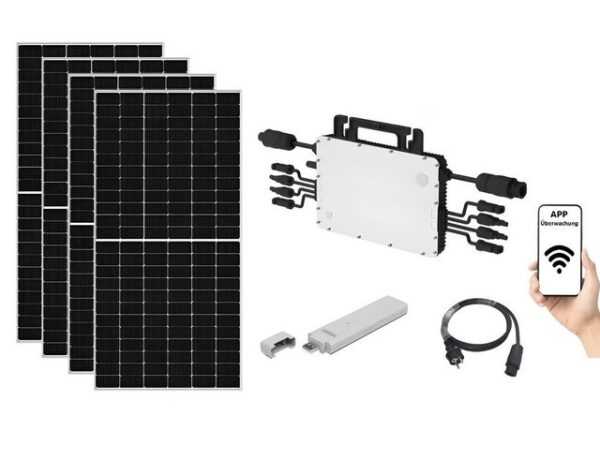 TZIpower Solaranlage Balkonkraftwerk 1500 Watt 1860W Hoymiles HM-1500 4x 465Watt Solarpanel, 1860,00 W, Monokristallin, (Komplett-Set, 1-St)