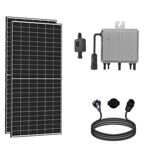 enprovesolar Solaranlage 1000W Balkonkraftwerk Komplettset inkl. 500W Solarmodule, Monokristalline, (Komplettset), Deye 800W WIFI Wechselrichter mit Relais, 5M Schuko Stecker