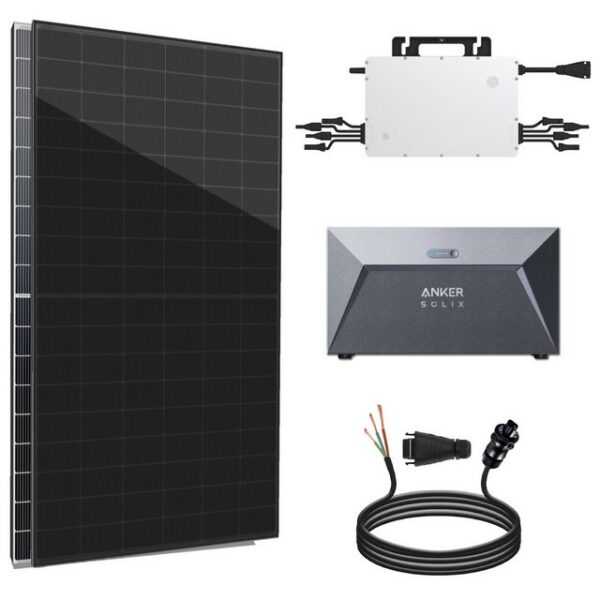 enprovesolar Solaranlage 1720W Balkonkraftwerk Set mit 4x430W Bifaziale Solarmodule, Monokristallin, (Anker SOLIX Solarbank E1600 Solarspeicher und 10m Wielandstecker), Hoymiles HMS-1600-4T Wechselrichter