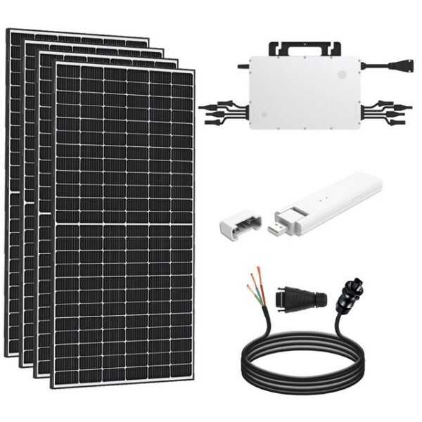 enprovesolar Solaranlage 2000W Balkonkraftwerk Komplettset inkl. 500W Solarmodule, Monokristallin, Hoymiles HMS-1600W-4T Wechselrichter, 10M Wielandstecker