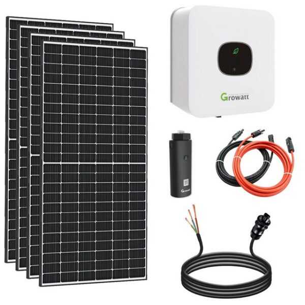 enprovesolar Solaranlage 2000W Balkonkraftwerk Set, 2 kW Growatt Wechselrichter MIC 2000TL-X und PV Anlange mit WIFI Stick