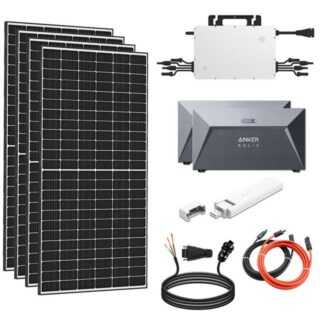 enprovesolar Solaranlage 2000W Balkonkraftwerk mit, Hoymiles Wechselrichter 1600W und Anker 2x1,6 kWh Energie Speicher Plug & Play