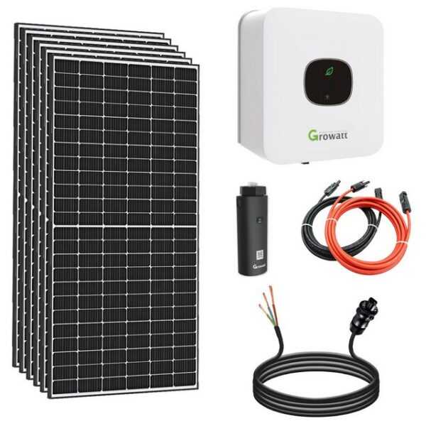 enprovesolar Solaranlage 3000W Balkonkraftwerk Set, 3 kW Growatt Wechselrichter MIC 3000TL-X, PV Anlange mit WIFI Stick