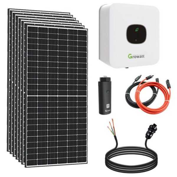 enprovesolar Solaranlage 3500W Balkonkraftwerk Set, 3,3 kW Growatt Wechselrichter MIC 3300TL-X,PV Anlange mit WIFI Stick