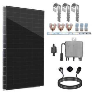 enprovesolar Solaranlage 860W Balkonkraftwerk Komplettset inkl. 430W Bifazial Solarmodule, Neu Generation Deye 800W WIFI Wechselrichter mit Relais, 10M Schuko Stecker und Balkongeländer Rund PV-Montage