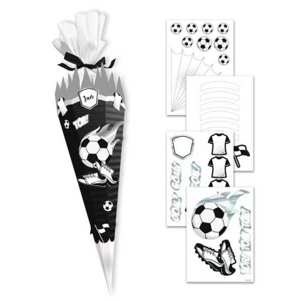 itenga Schultüte itenga DEKO-SET für SCHULTÜTE FUSSBALL schwarz weiss