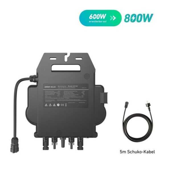 Anker Solaranlage Balkonkraftwerk 870W Anker Solix Solution, Monokristallin, (1600Wh Speicher E1600+ Anker MI80+5M Kabel)