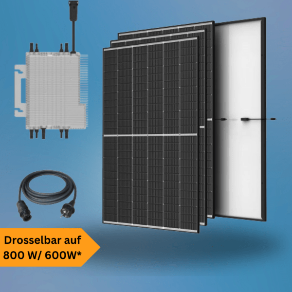 Balkonkraftwerk 1600W 4 x Trina 450W Doppelglas + Deye SUN-M160G4-EU-Q0 Wechselrichter WLAN + AC Adapter-Stecker Solar Photovoltaik Anlage 1600 / 1800Wp Komplett