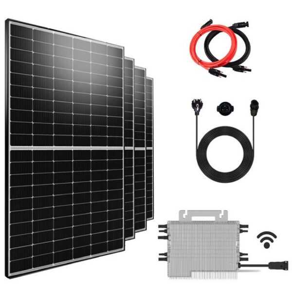 EPP.Solar Solaranlage 1640W Balkonkraftwerke 1640W/1600W Komplettset 410W Bifazial PV Anlage, 1600,00 W, Monokristallin, (DEYE 1600W WLAN Mikro-Wechselrichter Drosselbar von 1600W auf 800W/600W mit 10m Wielandstecker Plus Verlängerungskabel)