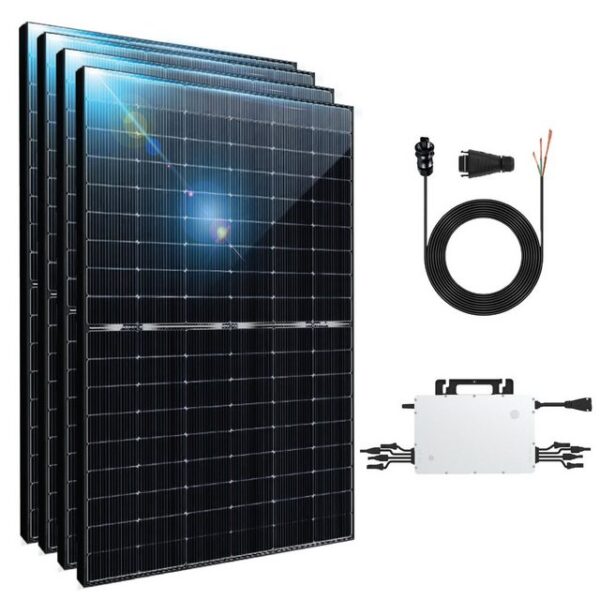 EPP.Solar Solaranlage 1760W/1600W Balkonkraftwerk Bifazial Photovoltaik Solaranlage, Monokristallines 440W Solarmodul Komplettset und Hoymiles 1600W Wechselrichter mit 10m Wielandstecker