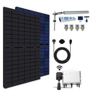 EPP.Solar Solaranlage 860W/800W Balkonkraftwerk mit Halterung inkl Bifaziale Solarmodule, (860W mit PV-Montage Stockschrauben Halterung und Neu Generation Deye 800W/600W drosselbar WIFI Wechselrichter mit Relais und 10m Kabel)