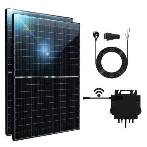 EPP.Solar Solaranlage 880W/800W Balkonkraftwerk 440W Bifazial Photovoltaik Solaranlage, Monokristallin Komplettset Plug & Play Growatt NEO 800W WLAN Wechselrichter mit 10m Kabel