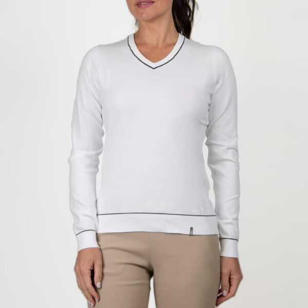 KJUS Kicki V-Neck Pullover Damen | white 42