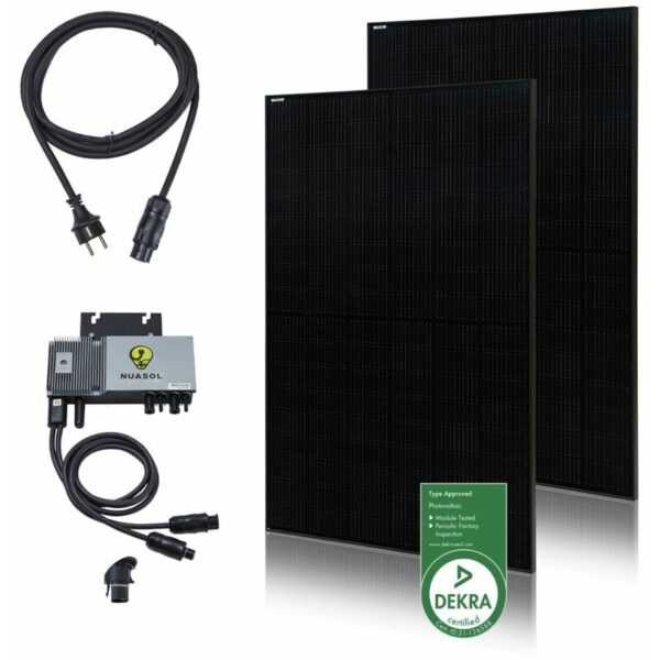 Nuasol - Balkonkraftwerk 830W/600W All Black Photovoltaik Solaranlage Steckfertig wifi Smart