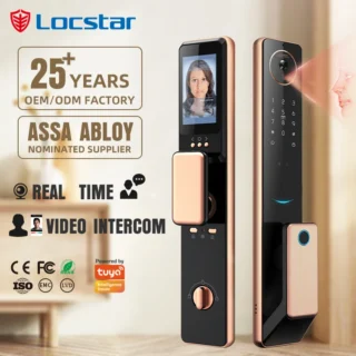 Security Waterproof Outdoor 3d Face Recognition Digital Video Call Palm Print Unlock Smart Door Lock With Camera And Doorbell