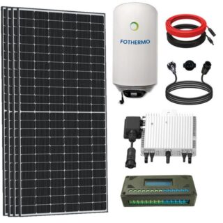 enprovesolar Solaranlage 2000W/800W Balkonkraftwerk 80L Warmwasserspeicher mit, Neu Generation Deye 800W WIFI Wechselrichter mit Relais