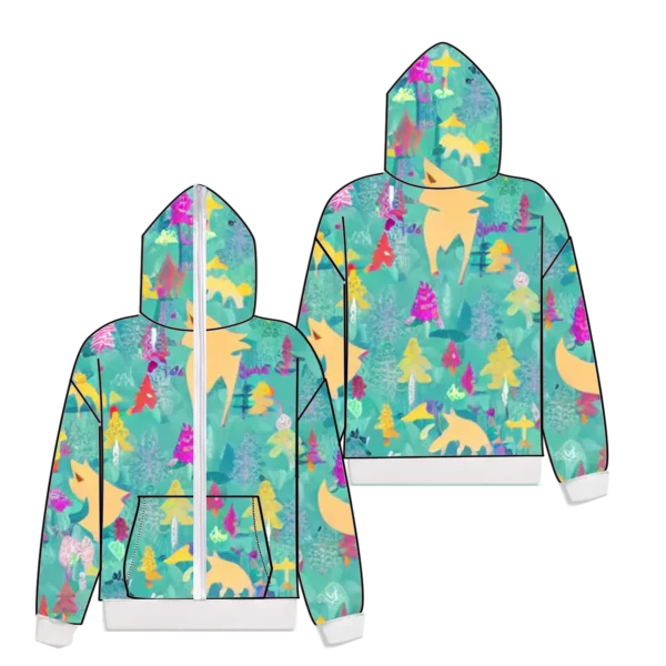 multi style digital 3D all over print on demand custom poly spandex unisex full face zip up head wolf hoodies street sublimation