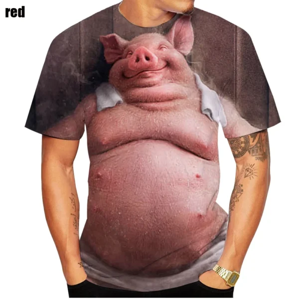 2023 Popular Novelty Animal Pig 3d Printing T-shirt Funny Pig Casual Summer T-shirt K100-6xl