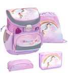 4 tlg. Set bestehend aus Schulranzen, Federtasche, Schlampermäppchen und Turnbeutel für Kinder ab 110cm Körpergröße BELMIL Schulranzen Set Mini-Fit 4 tlg. Rainbow Unicorn