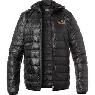 EA7 Herren Daunenjacke schwarz Mikrofaser unifarben