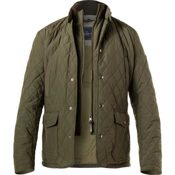 HACKETT Herren Steppjacke grün Mikrofaser unifarben