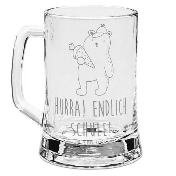 Mr. & Mrs. Panda Bierkrug Bär Schultüte - Transparent - Geschenk, Grundschule, Schulbeginn, Bie, Premium Glas