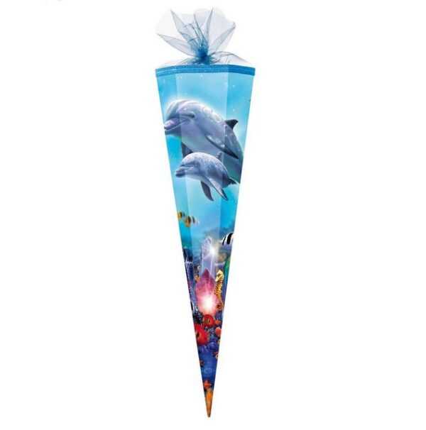 Nestler Schultüte DELFINE, Zuckertüte 85cm (zum Schulanfang / Einschulung)